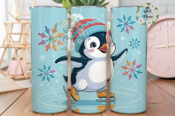 Download Ice Skating Penguin 20oz Tumbler Wrap - Ice skating Collection