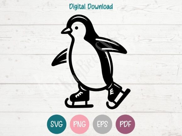 Download Penguin Ice Skating SVG Cut File - Ice skating Collection