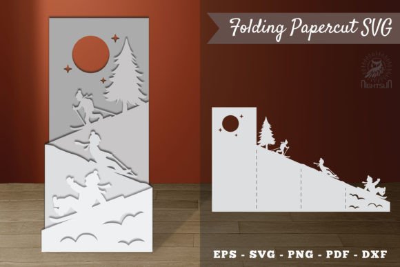 Download Go Ice Skating, Folding Papercut SVG - Ice skating Collection